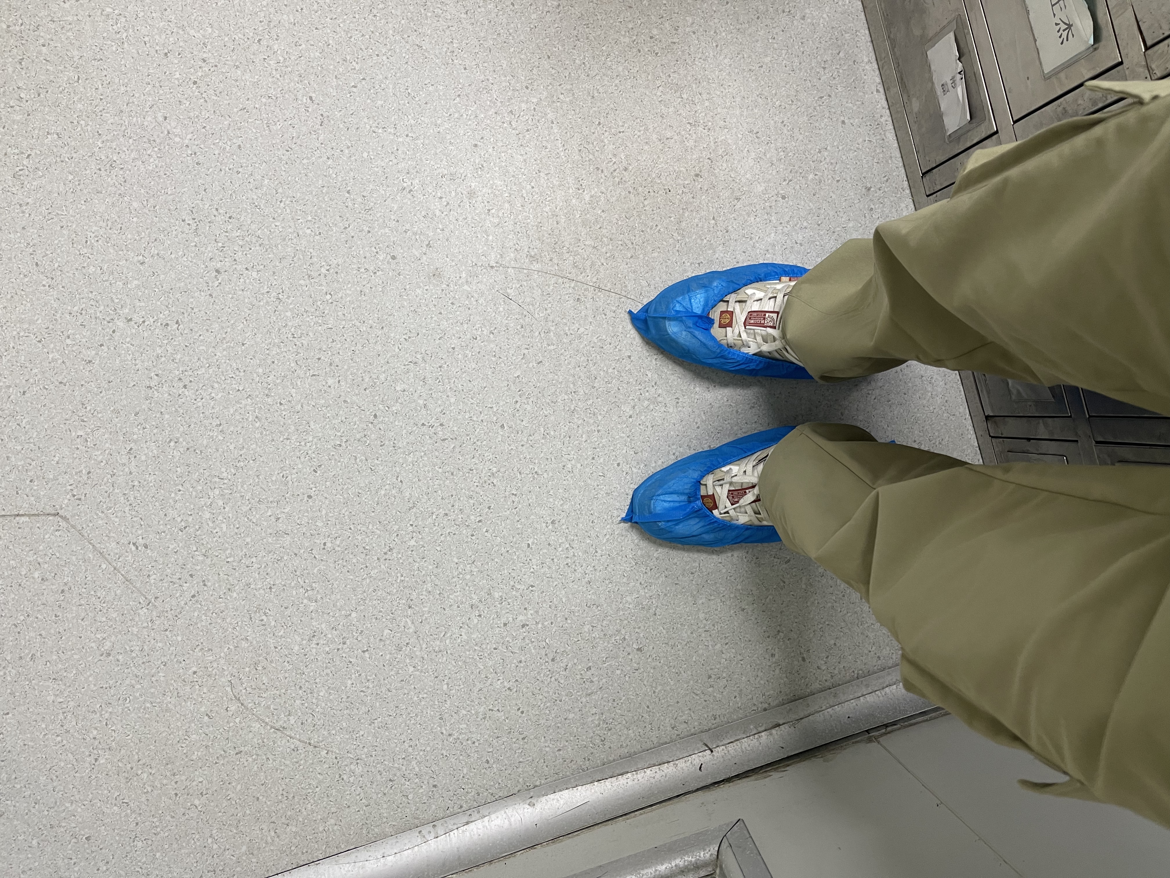 Protective shoe covers Protective shoe covers worn in a BioPouches production area